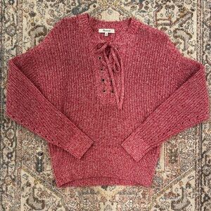 Madewell Pinkish/Red Lace-Up Sweater